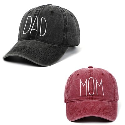 DAD MOM Siuvinėjimo beisbolo kepuraitės Vyriškos Moteriškos Retro skalbtos Medvilninės Snapback Tėčio kepuraitės Lauko Sportinis Skydelis nuo saulės Unisex