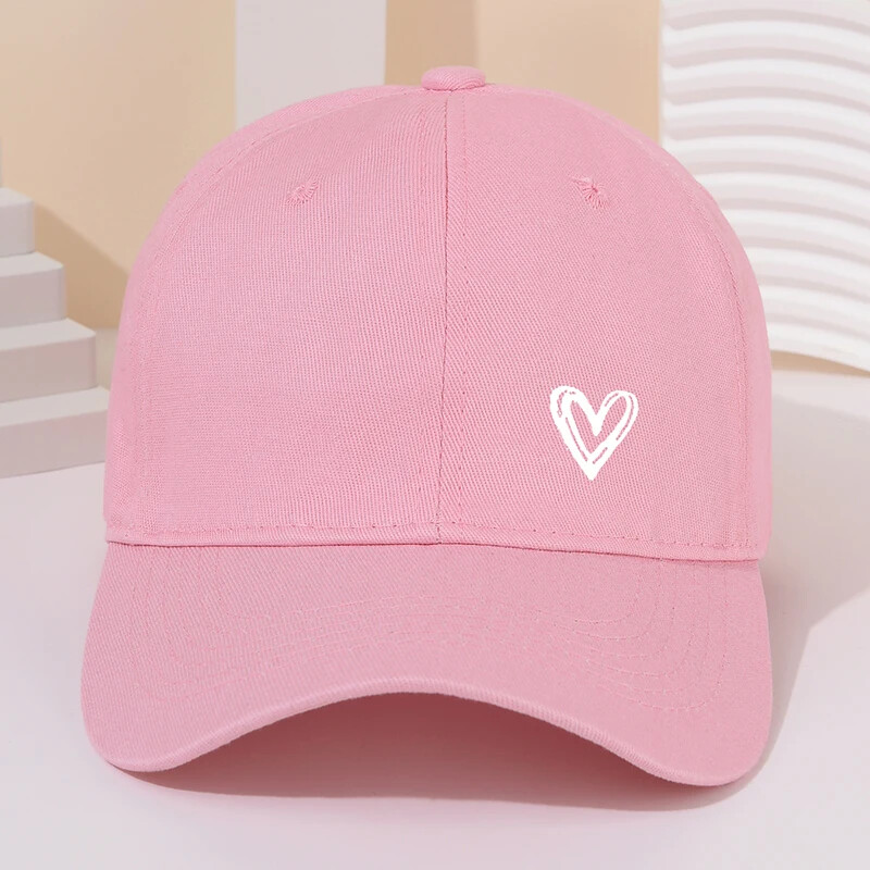 Jednobojna bejzbolska kapa s otisnutim ljubavnim uzorkom, muški svestrani šešir u trendu proljeće/ljeto za parove Zaštita od sunca Zaštita od sunca Kapa s pačjim kljunom