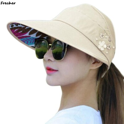 Teniska kapa s velikim obodom Cvjetni biserni šešir za sunčanje Sklopive kape za zaštitu od sunca Floppy kape Ljetni viziri za sport na plaži Vanjski Ležerni Casquette