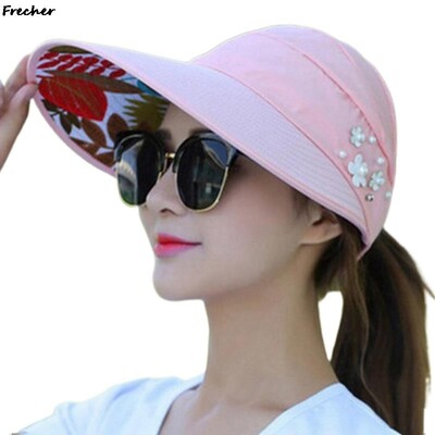 Teniska kapa s velikim obodom Cvjetni biserni šešir za sunčanje Sklopive kape za zaštitu od sunca Floppy kape Ljetni viziri za sport na plaži Vanjski Ležerni Casquette