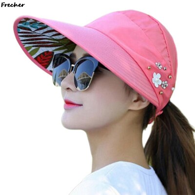 Teniska kapa s velikim obodom Cvjetni biserni šešir za sunčanje Sklopive kape za zaštitu od sunca Floppy kape Ljetni viziri za sport na plaži Vanjski Ležerni Casquette