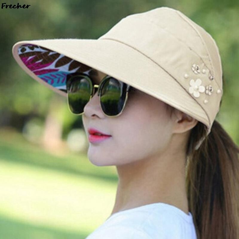 Teniska kapa s velikim obodom Cvjetni biserni šešir za sunčanje Sklopive kape za zaštitu od sunca Floppy kape Ljetni viziri za sport na plaži Vanjski Ležerni Casquette