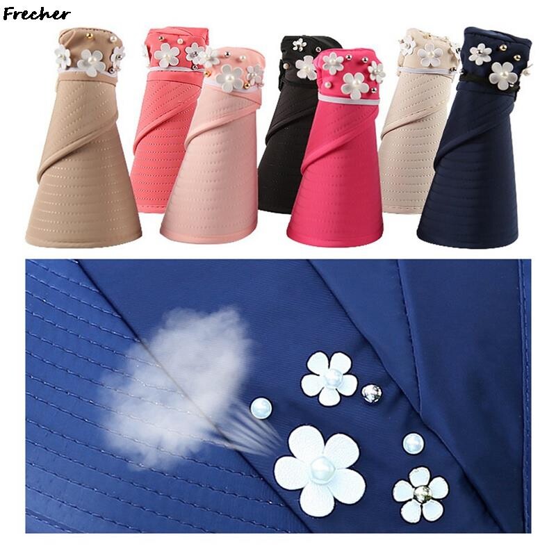 Teniska kapa s velikim obodom Cvjetni biserni šešir za sunčanje Sklopive kape za zaštitu od sunca Floppy kape Ljetni viziri za sport na plaži Vanjski Ležerni Casquette