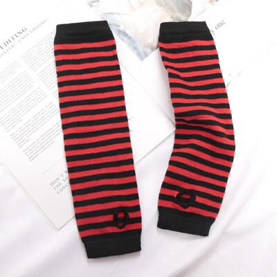 Punk zimske tople rukavice dugih rukava gotičke muške ženske pruge bez prstiju hip-hop pletene rukavice do laktova elastične vanjske toplije ruke