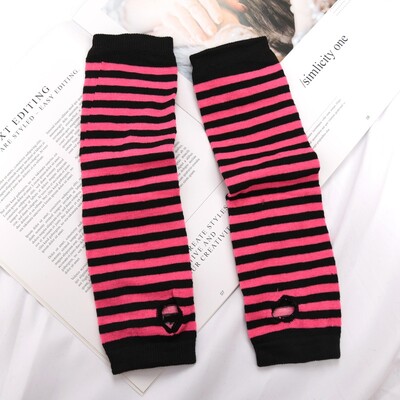 Punk zimske tople rukavice dugih rukava gotičke muške ženske pruge bez prstiju hip-hop pletene rukavice do laktova elastične vanjske toplije ruke