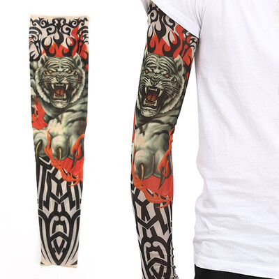 Mâneci de tatuaje 3D pentru bărbați și femei, protecție solară în aer liber, husă pentru braț pentru ciclism, manșetă fără sudură pentru baschet, protecție solară pentru călărie