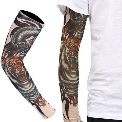 Mâneci de tatuaje 3D pentru bărbați și femei, protecție solară în aer liber, husă pentru braț pentru ciclism, manșetă fără sudură pentru baschet, protecție solară pentru călărie