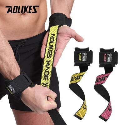 AOLIKES 1 Pair Gym Fitness άρση βαρών Ιμάντες λαβής Αλτήρας χειρολαβές Προπόνηση Ζώνες στήριξης καρπού για μπάρα Τραβήξτε προς τα πάνω