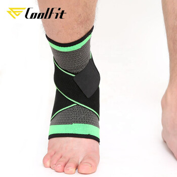 CoolFit 1PCS Νέα μανίκια με ιμάντα συμπίεσης με ιμάντα αστραγάλου για αθλητικό στήριγμα 3D Weave Elastic Bandage Foot Protective Gear Gym Fitness