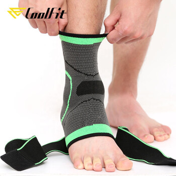 CoolFit 1PCS Νέα μανίκια με ιμάντα συμπίεσης με ιμάντα αστραγάλου για αθλητικό στήριγμα 3D Weave Elastic Bandage Foot Protective Gear Gym Fitness