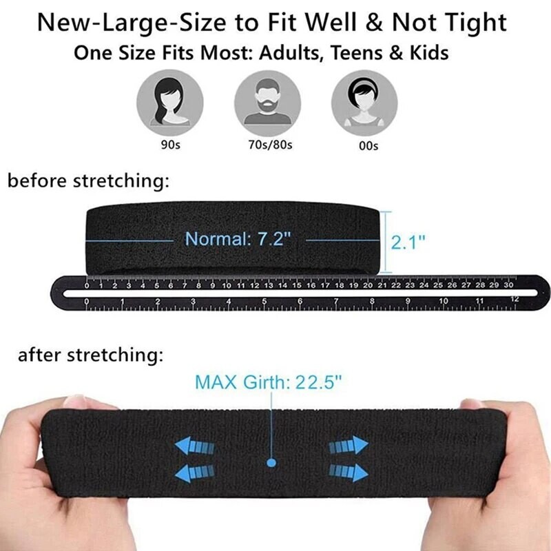 Sportska prozračna raznobojna pamučna traka za glavu, elastična frotirna znojnica za upijanje znoja za tenis i trčanje