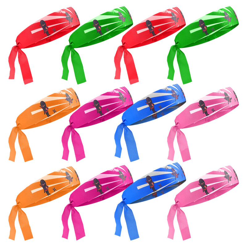 12 vnt Ninja Ninja galvos apdangalai karatė vaikams daugkartinio naudojimo japoniški dekoratyviniai nindzių galvos tvarsčiai treniruotėms šilko skara