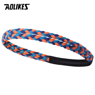 AOLIKES 1KOM Weave Elastična joga znojnica za žene Muškarci Trake za kosu za trčanje Fitnes znojnice Sportska silikonska traka za glavu protiv klizanja