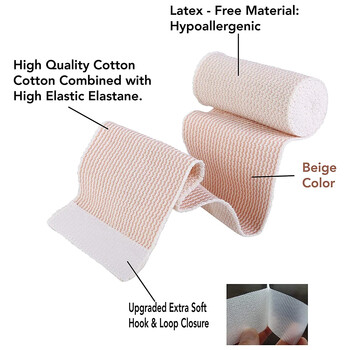 1 Roll Elastic Bandage Wrap - Premium Quality with Self-Cleesing, Athletic Sport Tape Rolls για διαστρέμματα αστραγάλου, καρπού, χεριού, ποδιών