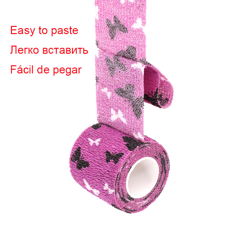 1 buc. Bandaj elastic autoadeziv imprimat, 4,8 m, bandă colorată pentru sport, pentru articulația degetelor, trusă de prim ajutor pentru genunchi, bandă pentru animale de companie