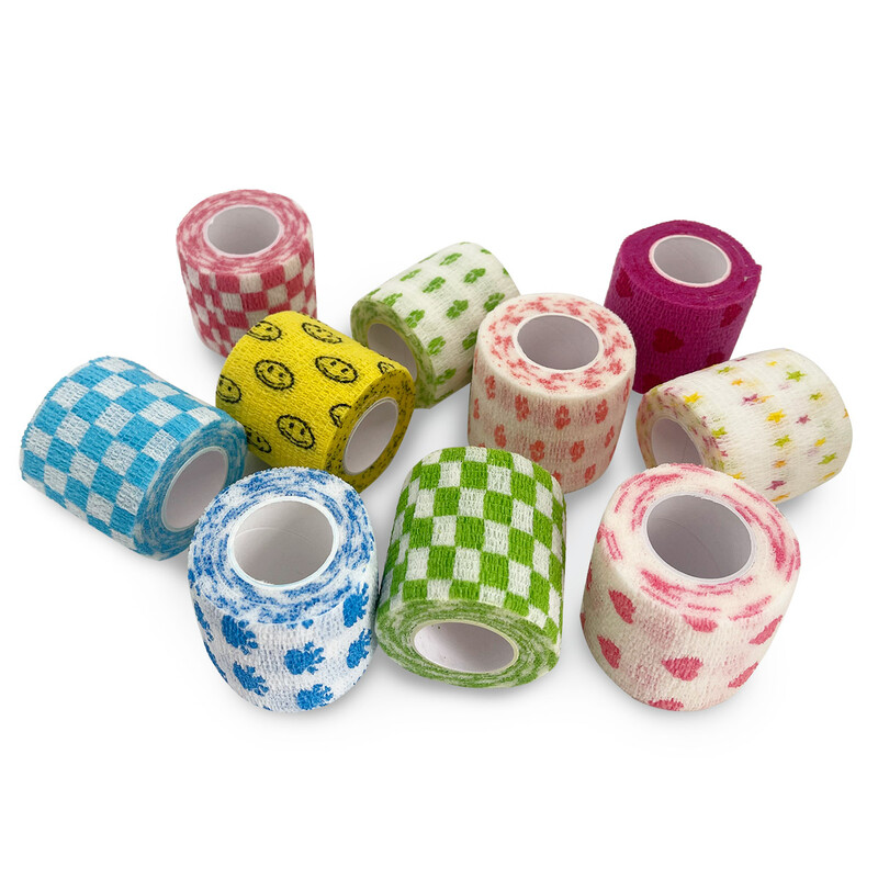 1 otisnuti samoljepljivi elastični zavoj u boji sportske torbe od 4,8 metara s trakom za kućne ljubimce na zglobovima prstiju i koljenima