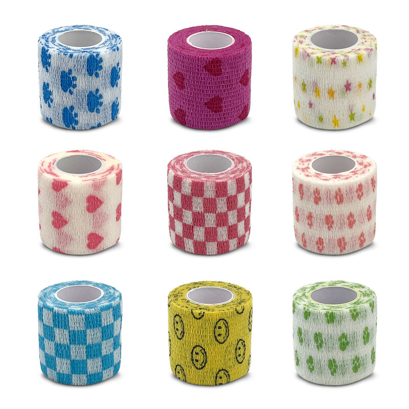 1 otisnuti samoljepljivi elastični zavoj u boji sportske torbe od 4,8 metara s trakom za kućne ljubimce na zglobovima prstiju i koljenima