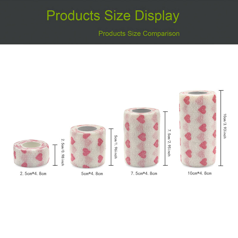 1 otisnuti samoljepljivi elastični zavoj u boji sportske torbe od 4,8 metara s trakom za kućne ljubimce na zglobovima prstiju i koljenima