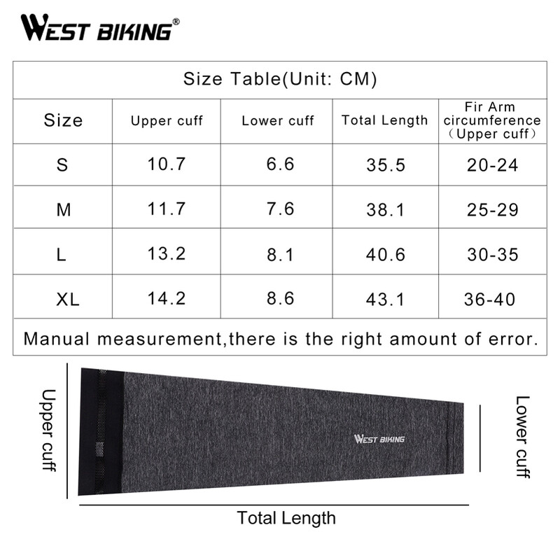 WEST BIKING Ice Silk Sportski rukavi za ruke Biciklizam Narukavi za ruke Zaštita od sunca UV zaštita Trčanje na otvorenom Fitness Ljetne rukave za ruke