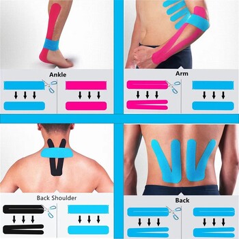 Kinesiology Tape Pro Athletic Sports (20 strips mixed load) Αδιάβροχη ελαστική αθλητική ταινία Μυϊκή υποστήριξη αρθρώσεων ανακούφισης πόνου