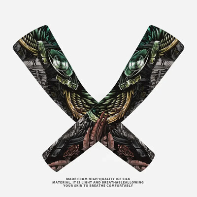 2PCS Summer Sun UV Protection Biker Arm Tattoo Sleeves Cooling Cycling Running Warmers Cover Men Women Sports Armguards маншет