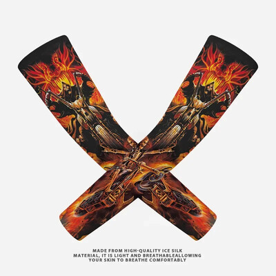 2PCS Summer Sun UV Protection Biker Arm Tattoo Sleeves Cooling Cycling Running Warmers Cover Men Women Sports Armguards маншет