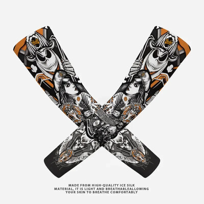 2PCS Summer Sun UV Protection Biker Arm Tattoo Sleeves Cooling Cycling Running Warmers Cover Men Women Sports Armguards маншет