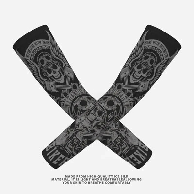 2PCS Summer Sun UV Protection Biker Arm Tattoo Sleeves Cooling Cycling Running Warmers Cover Men Women Sports Armguards маншет