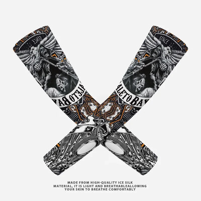 2PCS Summer Sun UV Protection Biker Arm Tattoo Sleeves Cooling Cycling Running Warmers Cover Men Women Sports Armguards маншет