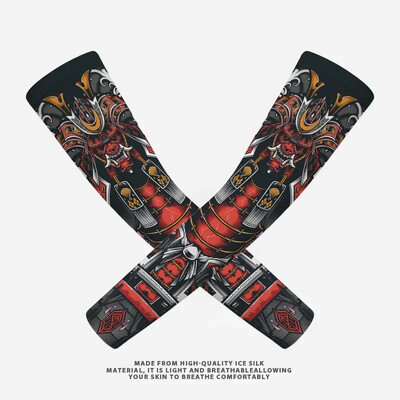 2PCS Summer Sun UV Protection Biker Arm Tattoo Sleeves Cooling Cycling Running Warmers Cover Men Women Sports Armguards маншет