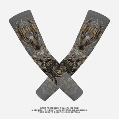 2PCS Summer Sun UV Protection Biker Arm Tattoo Sleeves Cooling Cycling Running Warmers Cover Men Women Sports Armguards маншет