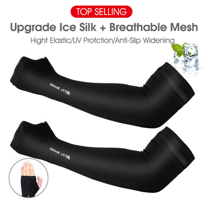 WEST BIKING 1 par sportskih, prozračnih, brzo sušećih, biciklističkih rukava za ruke bez prstiju, ljetno trčanje, UV zaštita, rukavi od tkanine za led
