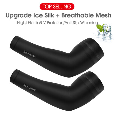 WEST BIKING 1 par sportskih, prozračnih, brzo sušećih, biciklističkih rukava za ruke bez prstiju, ljetno trčanje, UV zaštita, rukavi od tkanine za led