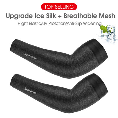 WEST BIKING 1 par sportskih, prozračnih, brzo sušećih, biciklističkih rukava za ruke bez prstiju, ljetno trčanje, UV zaštita, rukavi od tkanine za led