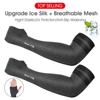 WEST BIKING 1 par sportskih, prozračnih, brzo sušećih, biciklističkih rukava za ruke bez prstiju, ljetno trčanje, UV zaštita, rukavi od tkanine za led