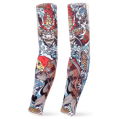 Skriešanas piedurknes Riteņbraukšanas aproces Spēļu uzmavas Roku sildītāji Ātri Dry Sporta Spēļu Tetovējums Piedurknes Elkoņu spilventiņi Skriešanas rokas pārvalks