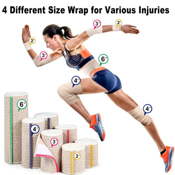 1 Roll Premium Elastic Bandage Wrap, Cotton Latex Free Compression Bandage Wrap with self-close, Support & First Aid for Sports