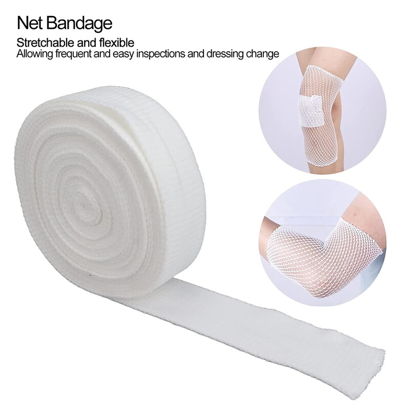 Pansament tubular 1Roll Fix Net pentru brațe mari, genunchi, picioare, elastic respirabil pentru pansarea rănilor leziuni la cot, gleznă și încheietura mâinii