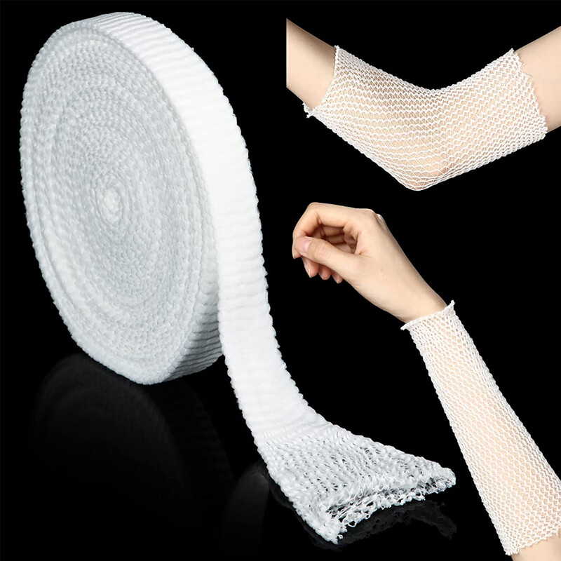 Pansament tubular 1Roll Fix Net pentru brațe mari, genunchi, picioare, elastic respirabil pentru pansarea rănilor leziuni la cot, gleznă și încheietura mâinii