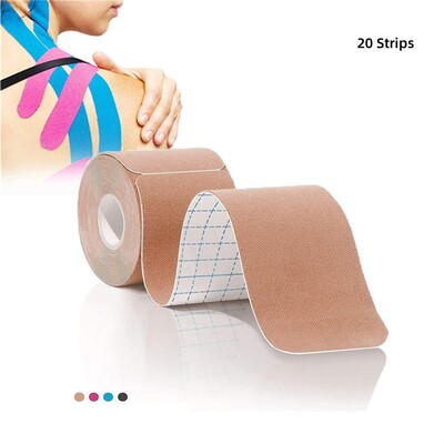 20 traka Kineziološka traka Naljepnice Unaprijed izrezana sportska vodootporna prozračna lateks traka Gležnjevi Koljena Elastične trake za sportske aktivnosti