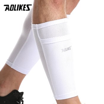 AOLIKES 1 Pair Sports Soccer Shin Guard Pad Μανίκι Κάλτσα Υποστήριξη ποδιών Ποδόσφαιρο μανίκι γάμπας Shinguard για ενήλικες εφήβους Παιδιά