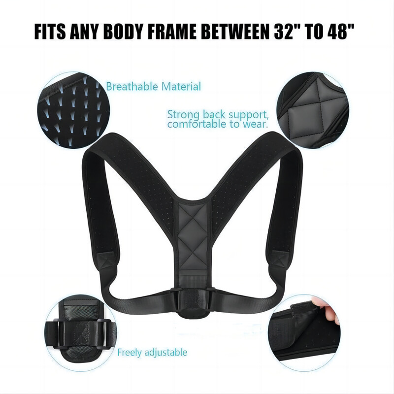 Potpora za leđa, ispravljač ramena, podesiva ključna kost za muškarce i žene