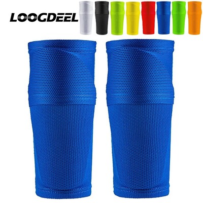 Loogdeel 1Pair Soccer Shin Guard Unisex Ποδόσφαιρο Αντικραδασμικό προστατευτικό γάμπας Nylon Shin Protector Τσέπη προπόνηση μανίκια ποδιών Κάλτσα