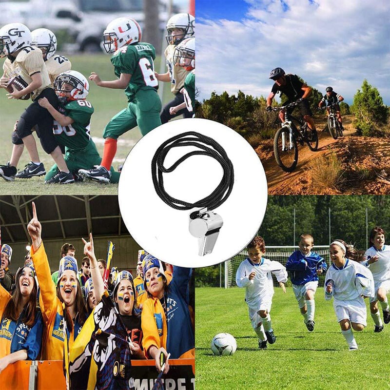 5 pakiranja Zviždaljke od nehrđajućeg čelika Glasne metalne zviždaljke s uzicom Profesionalni suci Zviždaljke Treneri Spasioci Sport za preživljavanje