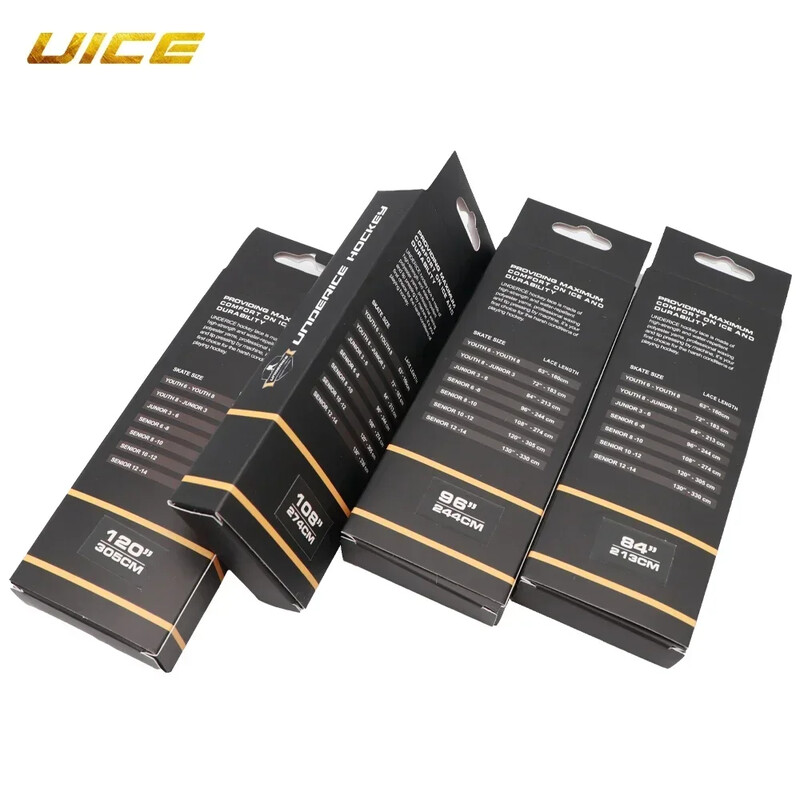 Jäähoki rulluisupaelad 84–120-tollised karbis pakitud jäähoki uisukingapaelad, kahekihilised punutised, tugevdatud vahatatud otsaga hokitarvikud