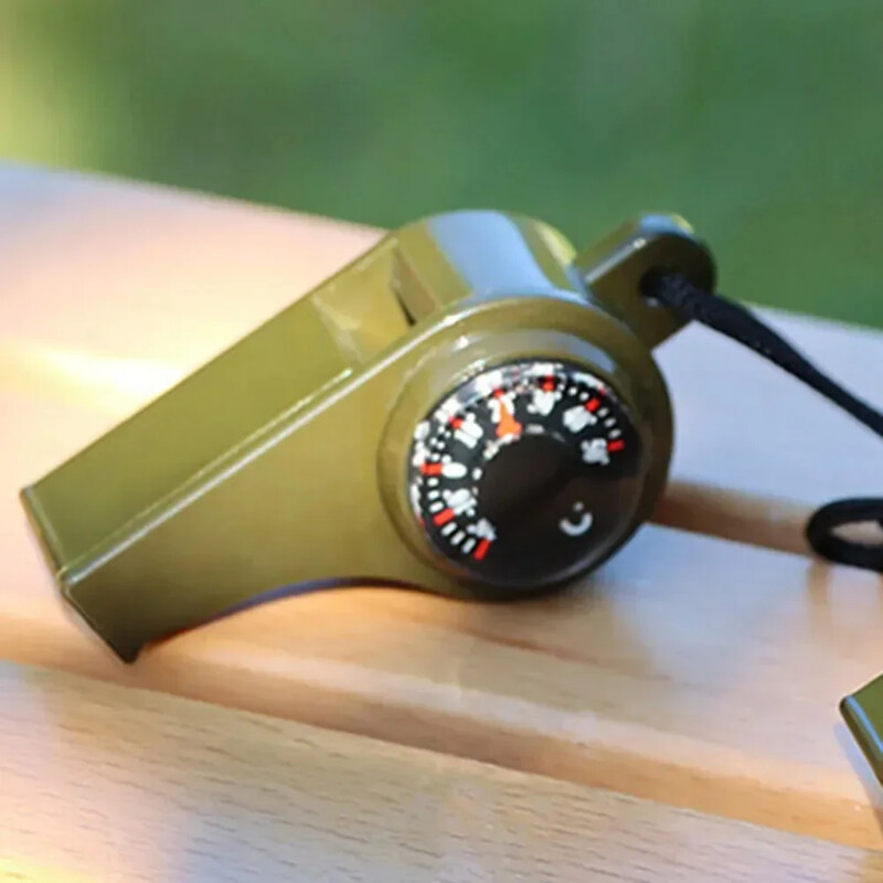 Termometru cu fluier de supraviețuire din plastic ușor multifuncțional pentru busolă 3 în 1 fluier de tren în aer liber Instrument super tare