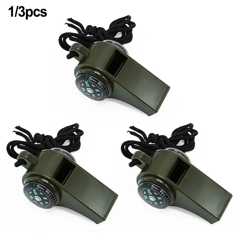 Termometru cu fluier de supraviețuire din plastic ușor multifuncțional pentru busolă 3 în 1 fluier de tren în aer liber Instrument super tare