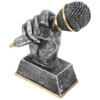 Microphone Trophies Silver Singer Trophy Appreciation Gift Dance Trophy Mic Trophy Singing Award Trophy Karaoke Competitions