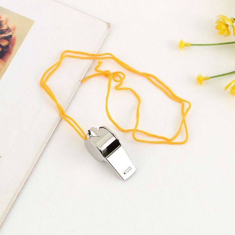 Profesionāla skaļa metāla svilpe ar virves sporta svilpi, nodilumizturīgu pārnēsājamu nerūsējošā tērauda svilpes tiesnesi