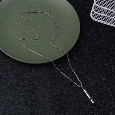 1 buc. fluier colier pandantiv fluier de supraviețuire de urgență drumeții în aer liber camping coliere fluier punk din oțel inoxidabil